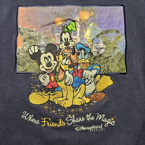Disneyland Resort Crewneck Sweatshirt Men’s Small Embroidered Navy Pullover - Picture 3 of 6